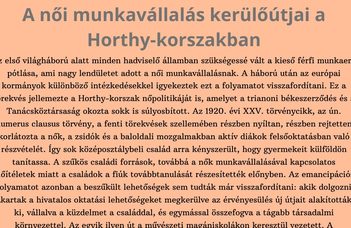 A női munkavállalás kerülőútjai a Horthy-korszakban - 1. rész